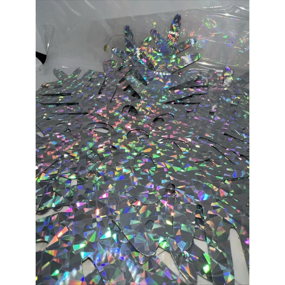 New (5) Packages Of Large Holographic Snowflake Garland 55